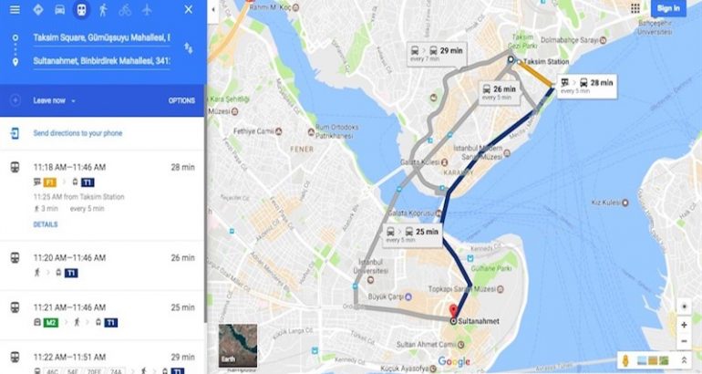 Google Haritalar, İstanbul ve Ankara’da toplu taşıma bilgilerini göstermeye başladı